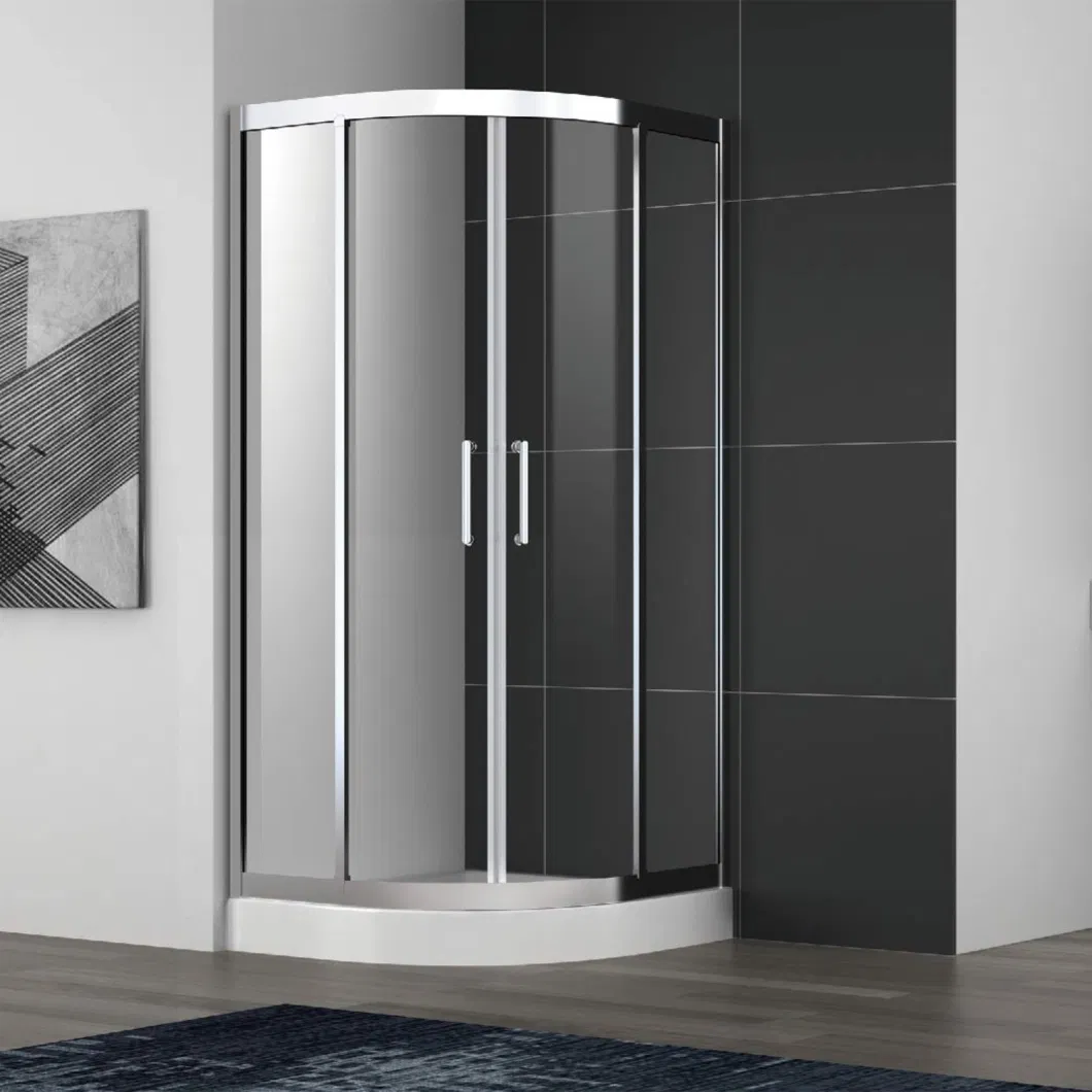 Stainless Steel Shower Door Sliding Shower Enclosure with Frame and Double Handles Shower Room Cubicle with Tray