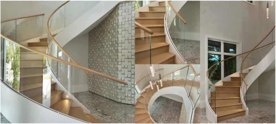 Modern Steel Glass Curved Stair Staircase Metal Bar Railing Stairs Curved Iron Steel Railing