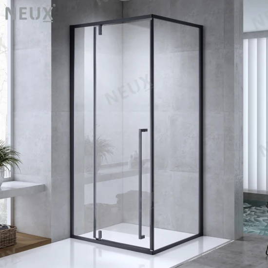 Basic Customization Trendy Black Framed Bathroom Pivot Tempered Glass Shower Enclosures