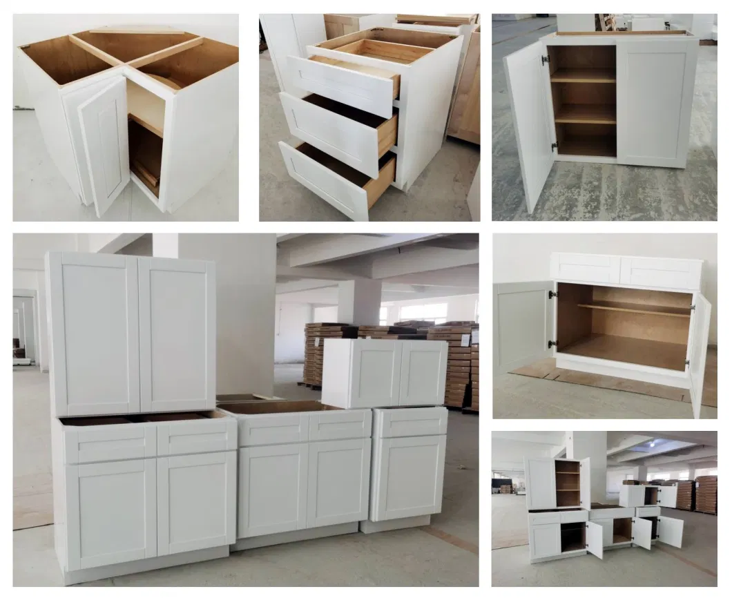 Modern Style White Gray Blue Wooden Furniture Shaker Style Kitchen Cabinets