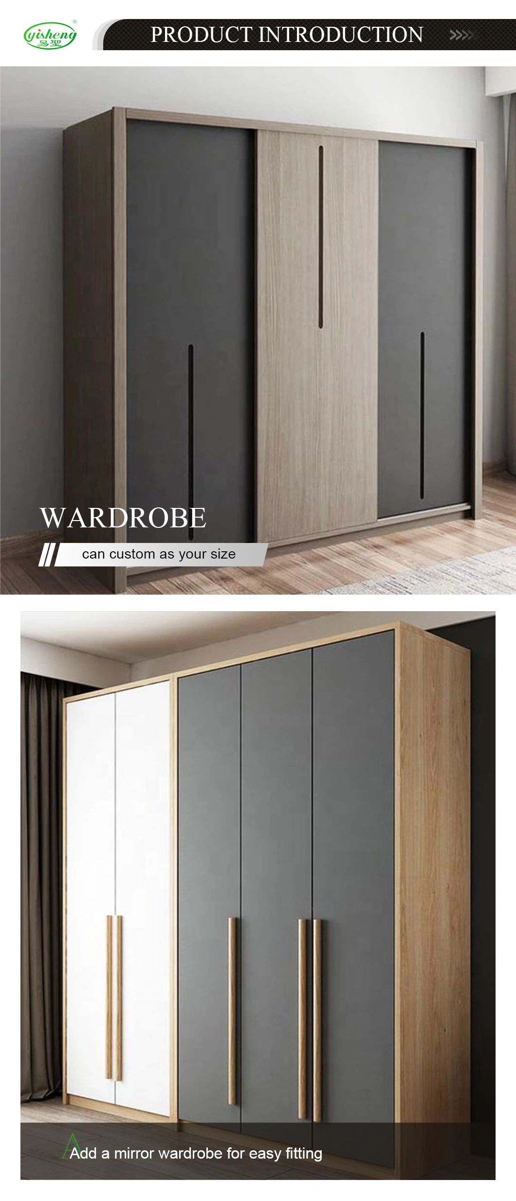 Modern Freestanding Bedroom Wardrobe Armoire Closet