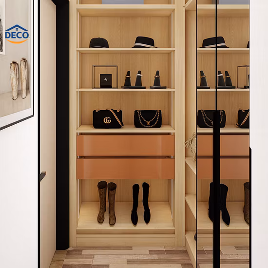 Factory Customized Manufacture Luxury Mirror Closet Storage Solutions Solid Wood Armoire Wardrobe Armoire