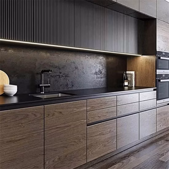 Free Design Kitchen Furniture Wood Color Laminates Contemporary Kitchen Cabinets with Island