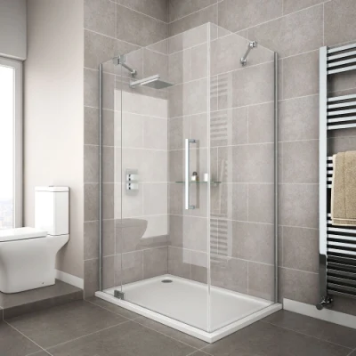 Bathroom Modern Simple Clear Tempered Glass Sliding Door Shower Enclosure