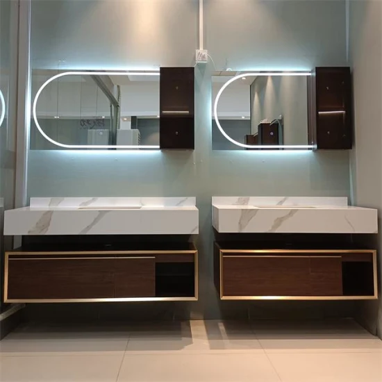 European Modern Plywood Bathroom Basin Sink Vanity Cabinets with Smart Mirror