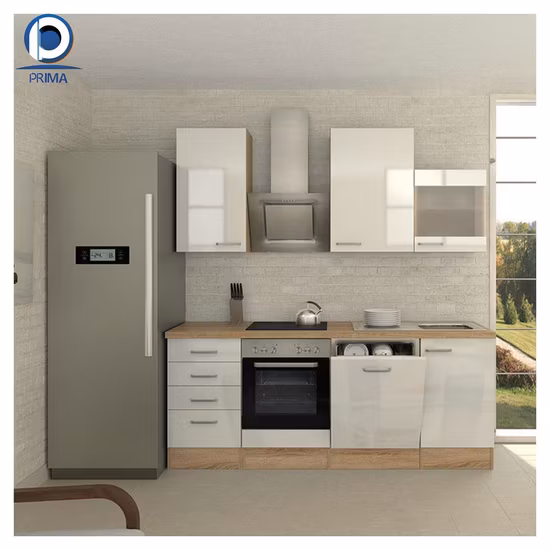 Durable Popular PVC Membrane Safe and Comfortable Blue and White Kitchen Island White Shaker Kitchen Cabinets